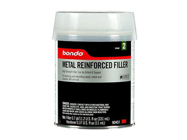 Bondo Metal Reinforced Filler - High Strength Filler, Can be Drilled and Tapped - Will Not Rust, 11.2 Fl oz with 0.37 oz Hardener