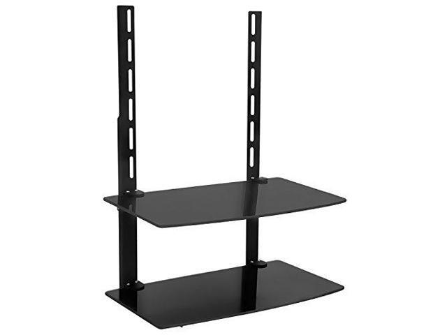 Mount-It! TV Wall Mount Shelf for Cable Box, DVD Player, AV Components and Accessories, Two Shelves, Tempered Glass Storage Bracket