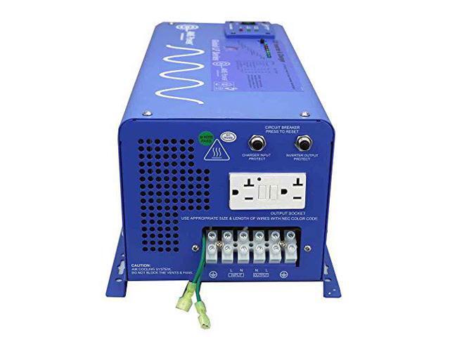 aims power 2000 watt 12 vdc pure sine inverter charger w/ 6000w surge