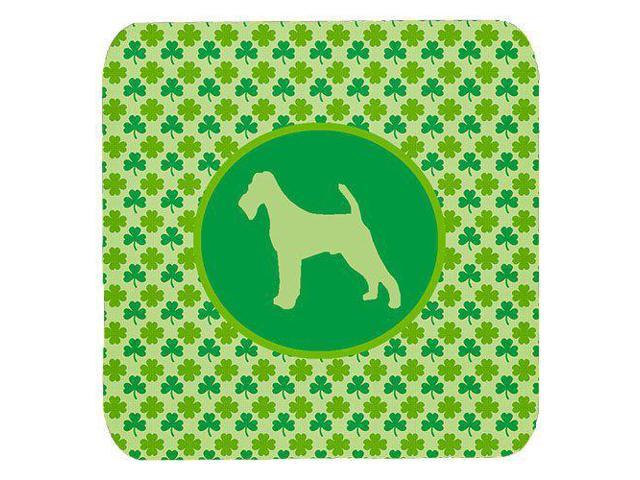 Carolines Treasures Irish Terrier Lucky Shamrock Foam Coasters (Set of 4), 3.5' H x 3.5' W, Multicolor
