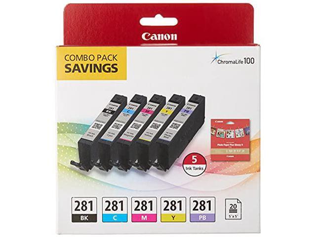 Canon - CLI-281 5-Pack Standard Capacity Ink Cartridges + Photo Paper - Black/Cyan/Magenta/Yellow/Photo Blue - image 9