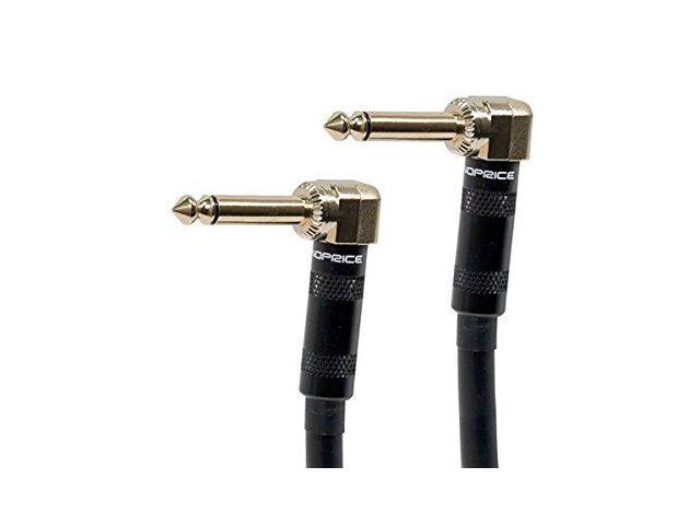 Monoprice Premier Series 1/4 Inch (TS) Right Angle Male to Right Angle Male 16AWG Audio Cable Cord - 6 Feet- Black (Gold Plated)