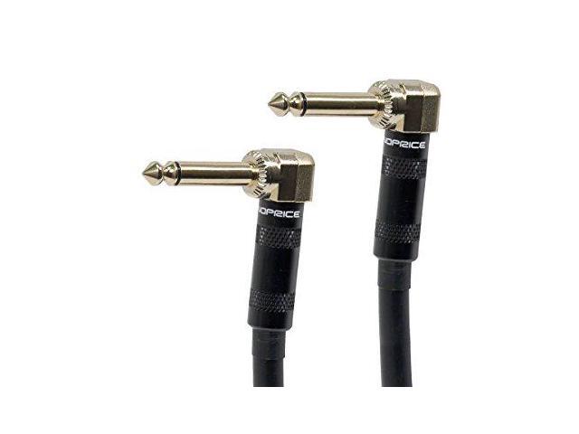 Monoprice Premier Series 1/4 Inch (TS) Guitar Pedal Patch Cable Cord - 8 Inch - Black With Right Angle Connectors