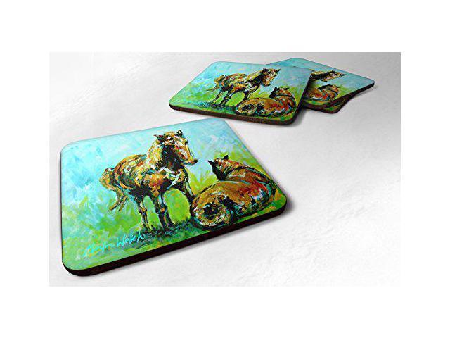 Carolines Treasures Horse Grazin Foam Coasters (Set of 4), 3.5' H x 3.5' W, Multicolor