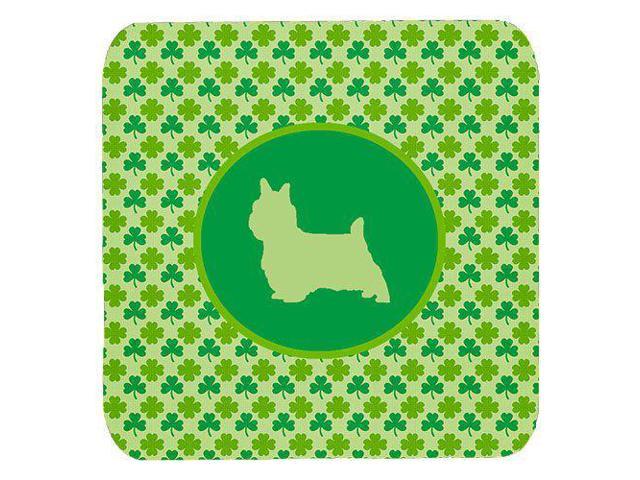 Carolines Treasures Silky Terrier Lucky Shamrock Foam Coasters (Set of 4), 3.5' H x 3.5' W, Multicolor