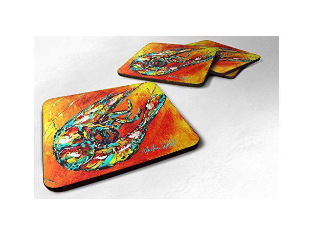 Carolines Treasures MW1076FC Set of 4 Shrimp Warming Up Foam Coasters, 3 1/2 x 3 1/2, multicolor