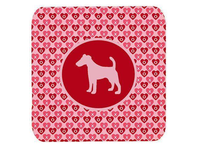Carolines Treasures Fox Terrier Smooth Valentine Hearts Foam Coasters (Set of 4), 3.5' H x 3.5' W, Multicolor