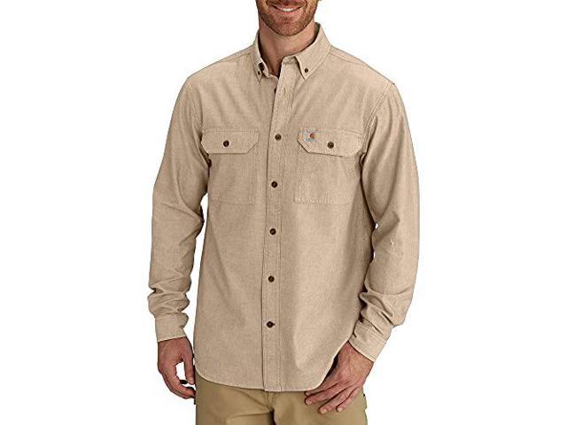Carhartt Mens Fort Long Sleeve Shirt Lightweight Chambray Button Front Relaxed Fit, Dark Tan Chambray,X-Large (035481840036 Baby & Toddler) photo