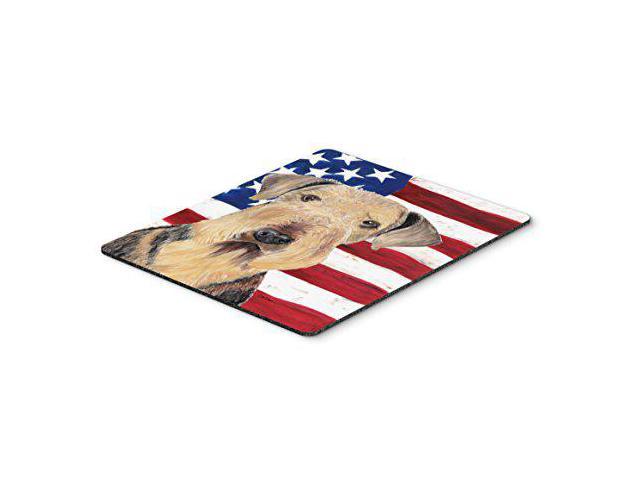 Carolines Treasures SC9007MP USA American Flag with Airedale Mouse Pad, Hot Pad or Trivet, Large, Multicolor