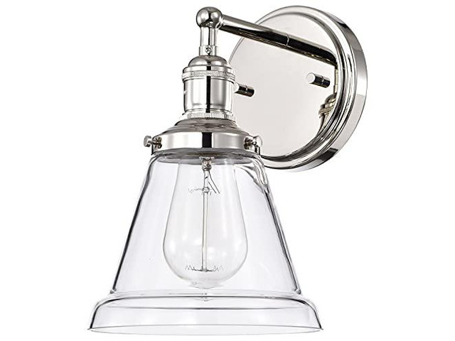 Nuvo Lighting 60/5412 Vintage Incandescent One Light Wall Sconce Clear Glass with Step Polished Nickel