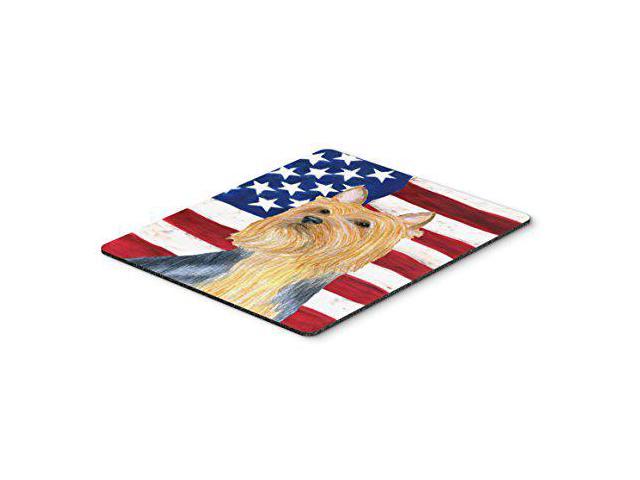 Carolines Treasures SS4250MP USA American Flag with Silky Terrier Mouse Pad, Hot Pad or Trivet, Large, Multicolor