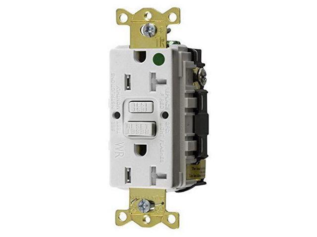 HUBBELL WIRING DEVICE-KELLEMS GFRTW83W GFCI Receptacle, 20A, 125VAC, 5-20R,