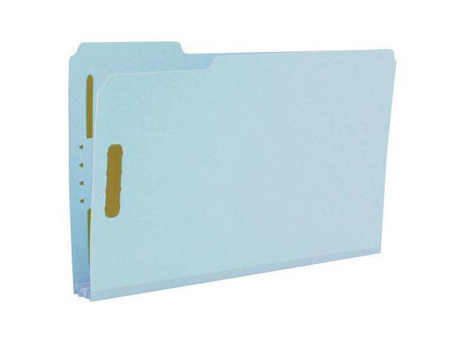 Smead 100% Recycled Pressboard Fastener File Folder, 2 Fasteners, 1/3-Cut Tab, 3' Expansion, Legal Size, Blue, 25 per Box (20002)