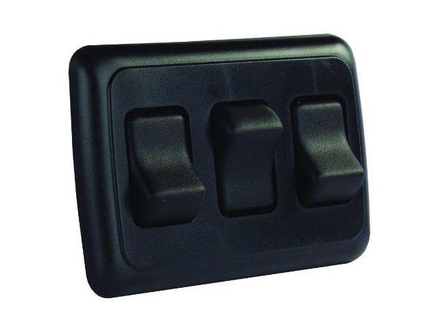 JR Products 12245 Black Triple SPST On-Off Switch with Bezel