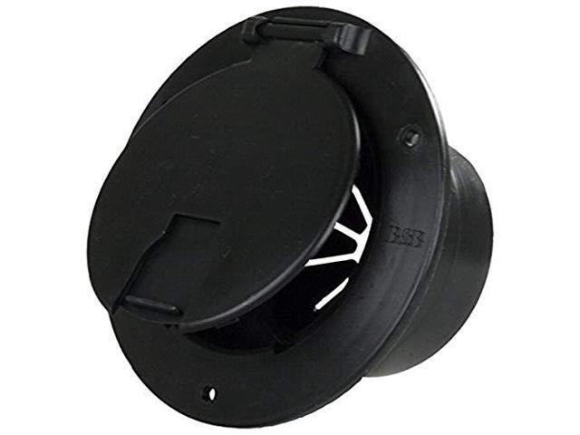 JR Products 541-3-A Black Deluxe Round Electric Cable Hatch with Back