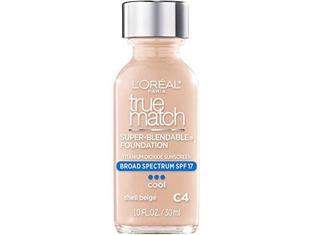 LOreal Paris Makeup True Match Super-Blendable Liquid Foundation, Shell Beige C4, 1 Fl Oz, 1 Count