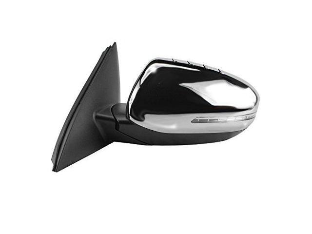Fit System Driver Side Mirror for Kia Optima, US Built, Textured Black w/Chrome Cover, w/Turn Signal & Power Foldaway, Heated Power
