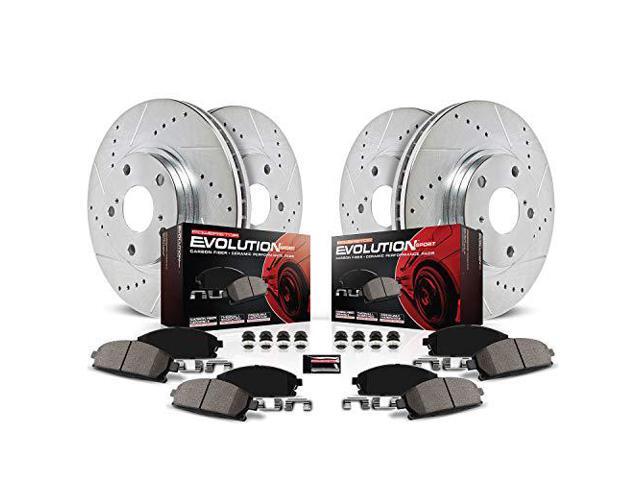 Power Stop K5749 Front and Rear Z23 Carbon Fiber Brake Pads with Drilled & Slotted Brake Rotors Kit
