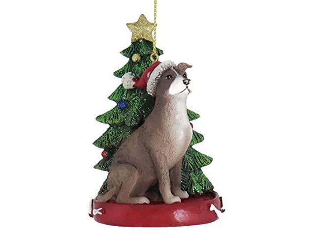 Kurt Adler American Pitbull Sitting by Christmas Ornament Pet Dog Animal Decoration C7954PB