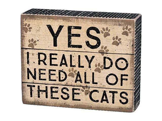 Primitives by Kathy Rustic-Inspired Distressed Box Sign, 5.5 x 4.5-Inches, Need These Cats