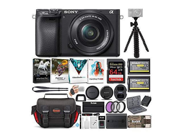 Sony a6400 Mirrorless Digital Camera and 16-50mm Lens Bundle with 64 GB SDXC Card, Filter Kit, Batteries and Charger Set, Corel Software Suite,...