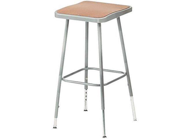National Public Seating 6324H Grey Height Adjustable Steel Stool with Square Hardboard Seat, 25'-33'
