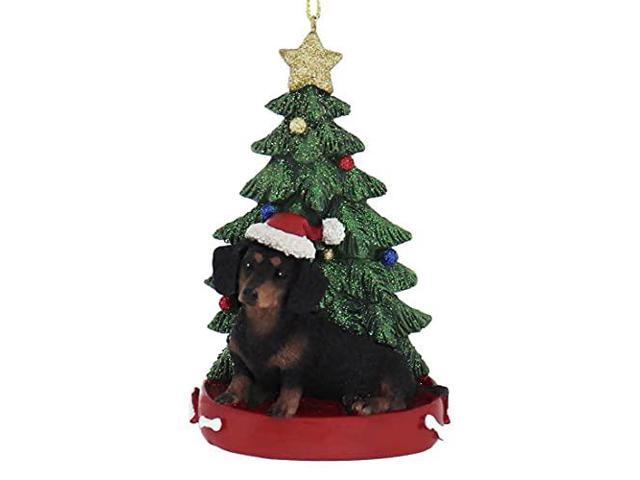 Kurt Adler DACHSUND with Christmas Tree ANE Lights Ornament for Personalization