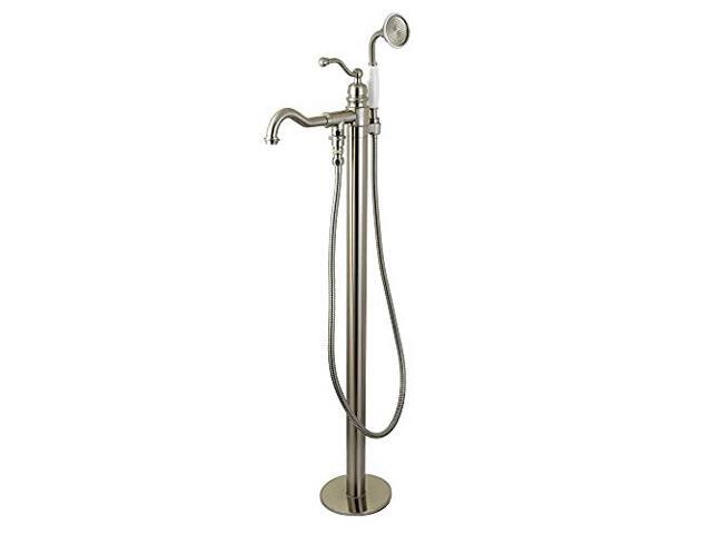 Kingston Brass KS7138ABL English Country Single Handle Freestanding Roman Tub Filler with Hand Shower, Satin Nickel