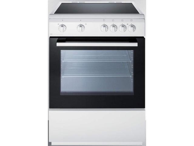Summit cLRE24WH 24 Electric Slide-in Range with Smooth ceramic glass Top Storage Drawer Waist-High Broiler 4 cooking Zones and Interior Light in White photo