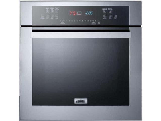 Summit Appliance SEW24115 24 Wide 115V Electric Wall Oven with Stainless Steel Exterior Black glass Door Automatic Shutoff Oven Light Professional. photo