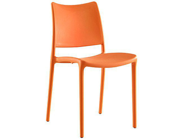 Modway MO- Hipster Contemporary Modern Molded Plastic Stacking, Dining Chair, Orange