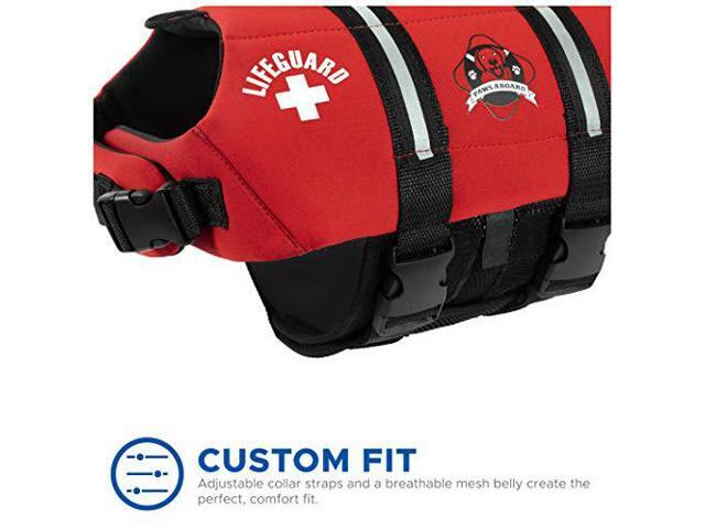 Paws Aboard Dog Life Jacket, Neoprene Dog Life Vest for Swimming and Boating - Red