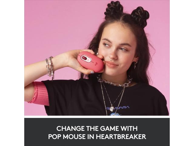 Logitech - POP Mouse Wireless Bluetooth Optical Ambidextrous Mouse with Customizable Emojis - Wireless - Heartbreaker Rose - image 3
