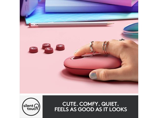 Logitech - POP Mouse Wireless Bluetooth Optical Ambidextrous Mouse with Customizable Emojis - Wireless - Heartbreaker Rose - image 2