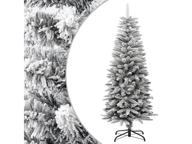 Photos - Sofa VidaXL Artificial Slim Christmas Tree with Flocked Snow 4 ft PVC & PE 3451 