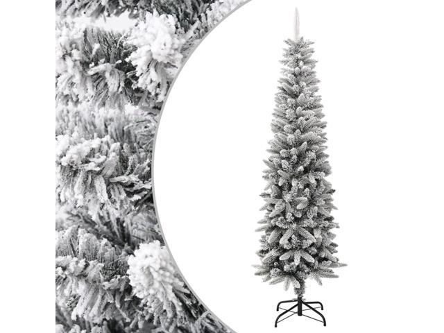 Photos - Sofa VidaXL Artificial Slim Christmas Tree with Flocked Snow 7 ft PVC & PE 3451 