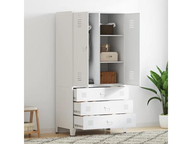 vidaXL Industrial Wardrobe White 35.4'x19.7'x70.9' Metal