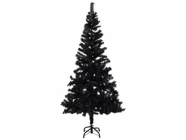 vidaXL Artificial Christmas Tree with LEDs & Ball Set Black 70.9' PVC