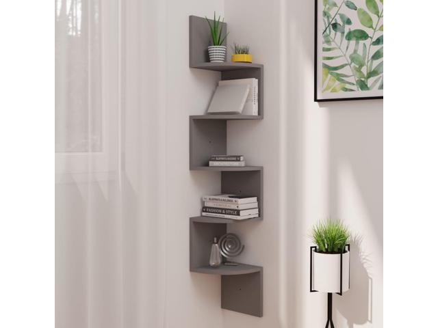 Photos - Sofa VidaXL Wall Corner Shelf Gray 7.5'x7.5'x48.4' Engineered Wood 326833 