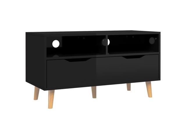 Photos - Sofa VidaXL TV Cabinet High Gloss Black 35.4'x15.7'x19.1' Engineered Wood 32678 