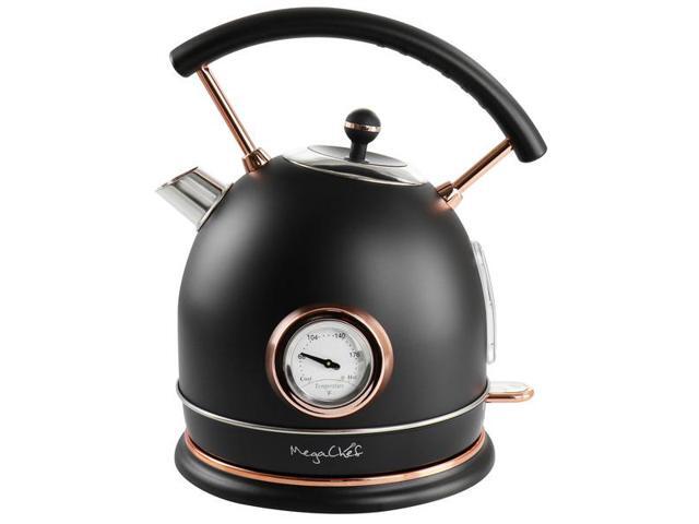 Megachef 1.8 Liter Half Circle Electric Tea Kettle With Thermostat In Matte Black
