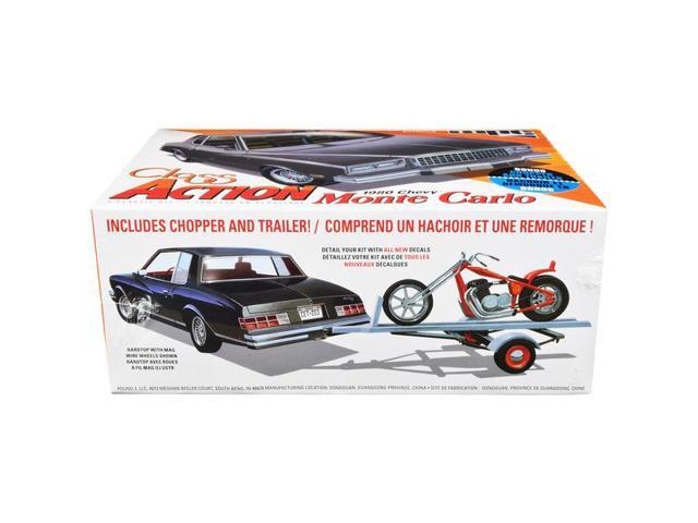Skill 2 Model Kit 1980 Chevrolet Monte Carlo 'Class Action' With Motorcycle And Trailer (Skill 2) 1/25 Scale Model Car By Mpc