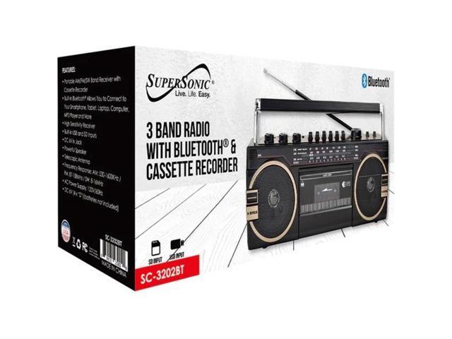Supersonic SC-2121BT Bluetooth Entertainment Audio System Bluetooth 5.0 op Loading MP3/CD Player AM/FM Radio USB Input Double Cassette Recorder High-Performance Detachable Speakers AC/DC - image 11