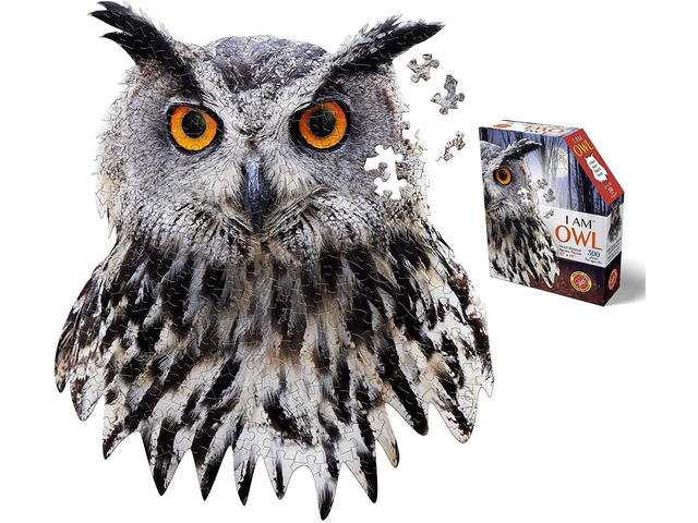 I AM Owl 300 Piece Animal Head-Shaped Jigsaw Puzzle