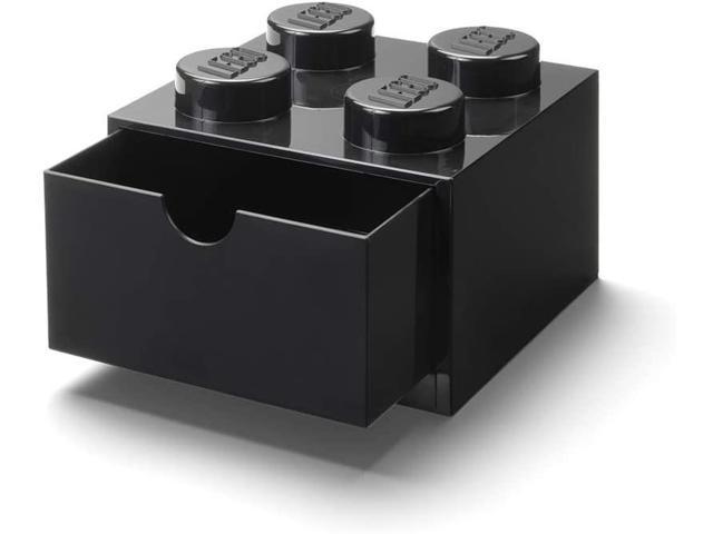 LEGO Desk Drawer 4 Knobs Stackable Storage Box Black photo