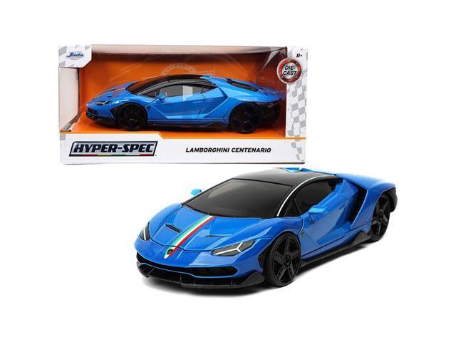Lamborghini Centenario Blue with Black Top with Stripes /Hyper-Spec/ Series 1/24 Diecast Model Car by Jada'''