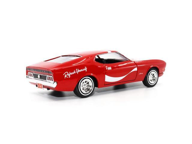 1971 Ford Mustang Sportsroof Red with White Stripes 'Refresh Yourself - Coca-Cola' 1/24 Diecast Model Car by Motor City Classics