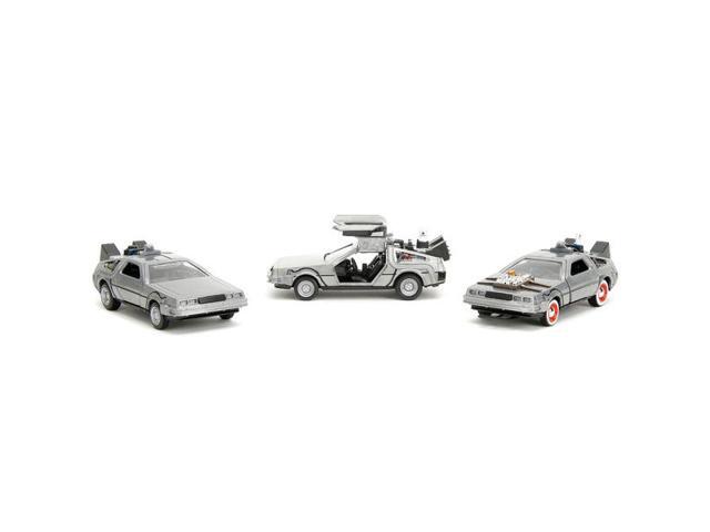 'Back to the Future' Delorean Set of 3 pieces 'Hollywood Rides' Series 1/32 Diecast Model Car by Jada