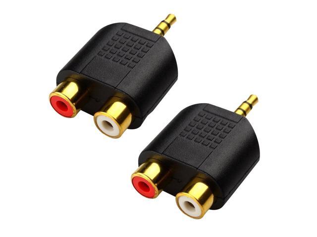 CERRXIAN LEMENG (2-Pack of) Gold Plated 3.5mm Stereo to 2-RCA Male to Female Adapter,Audio Splitter Adapter, Dual RCA Jack Adapter