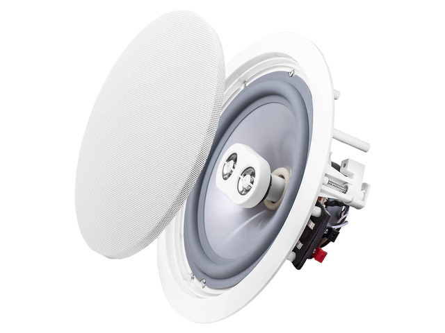 8 Inch Weather Resistant in Ceiling Single Stereo Speaker, Dual Voice Coil Stereo Ceiling Speaker with Dual Tweeters for Bathroom Patio, ICE800TTWRS